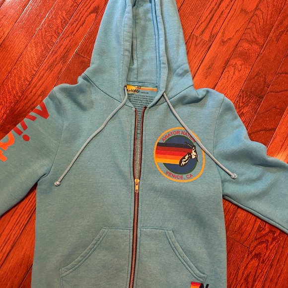 Aviator Nation zip up Hoodie Ocean Blue XS - Picture 4 of 8